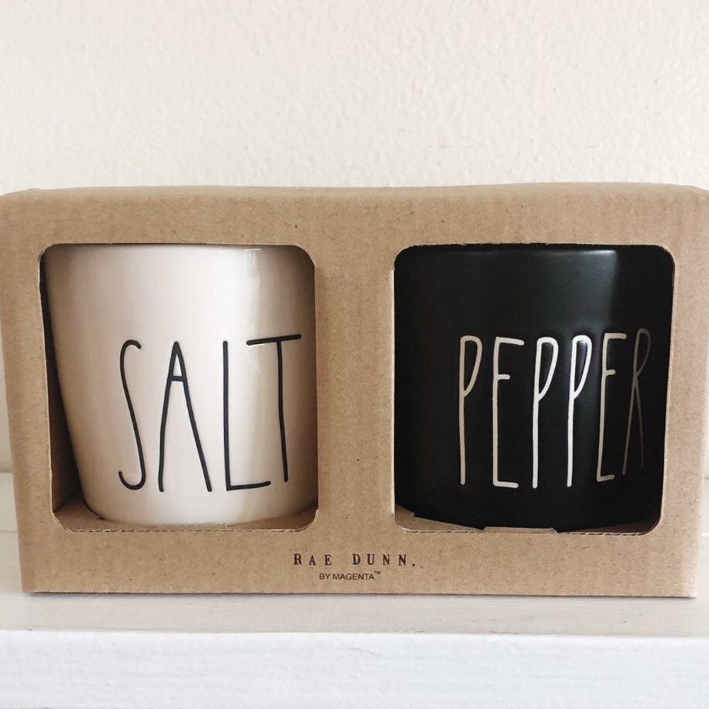 Rae Dunn salt and pepper cellars